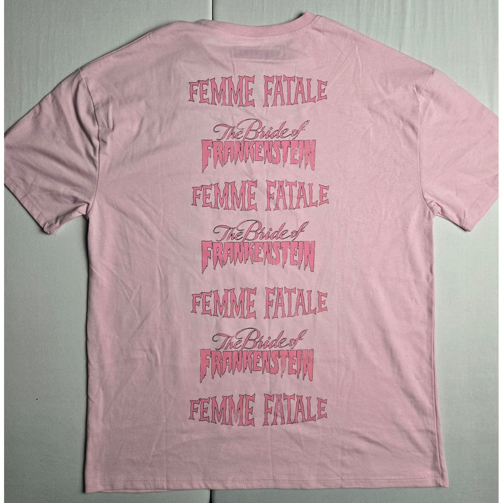 Universal Monsters Bride of Frankenstein Pink Graphic Tee Femme Fatale Medium - Picture 2 of 5